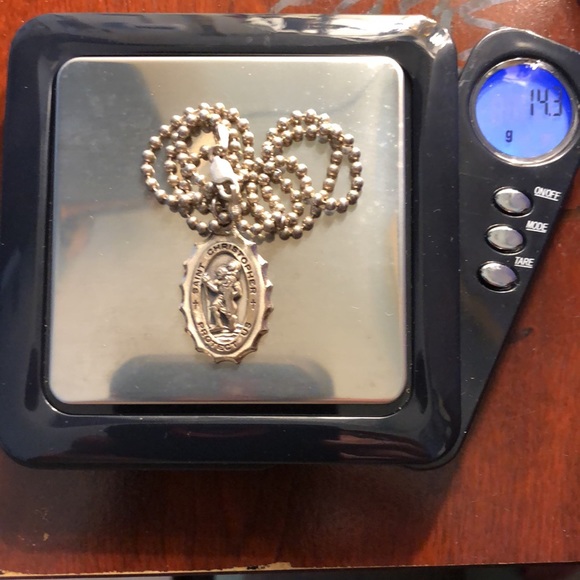 SOLID Sterling Silver Saint Christopher Pendant Necklace.16”Chain- New Condition - Picture 13 of 13